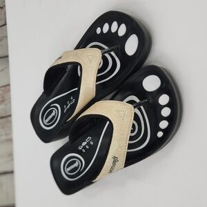 Aerosoft Gliteratti Flip Flops Shoes White Sparkle Black‎